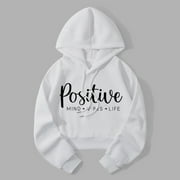 VISIT JUNIORS TEEN GIRLS HOODIES Graphic Lettering Print Juniors Teen Girls Sweatshirts Clearance Soft Midweight Relaxed Hoodies Basic Drop Shoulder Flattering Pullover