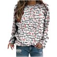thumbnail image 1 of Graphic Long Sleeve Shirts For Women Valentines Day Love Heart Print Sweatshirt Casual Crew-Neck Blouse Sweater Tops, 1 of 5