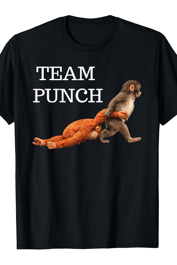Graphic Meme T-Shirt Featuring The Team Punch Baby Monkey, Round Neck Cotton Tee