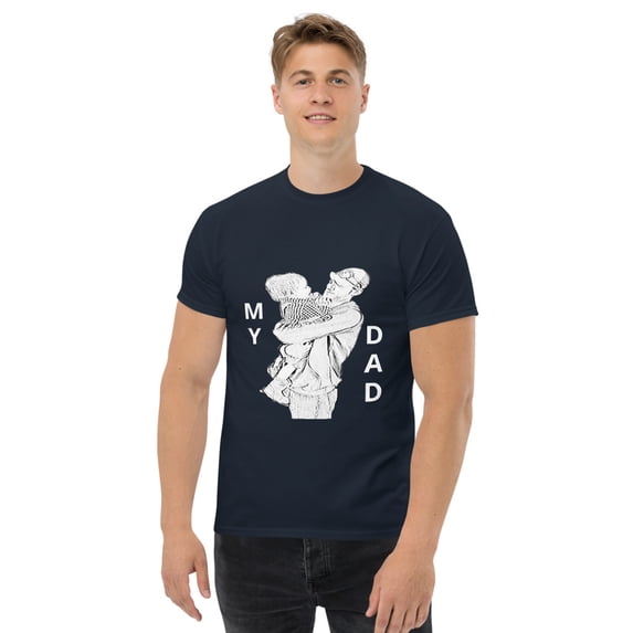 Graphic Men's Tee Shirt My Dad Father's Day Gift Variety Colors and Sizes (Navy, M)