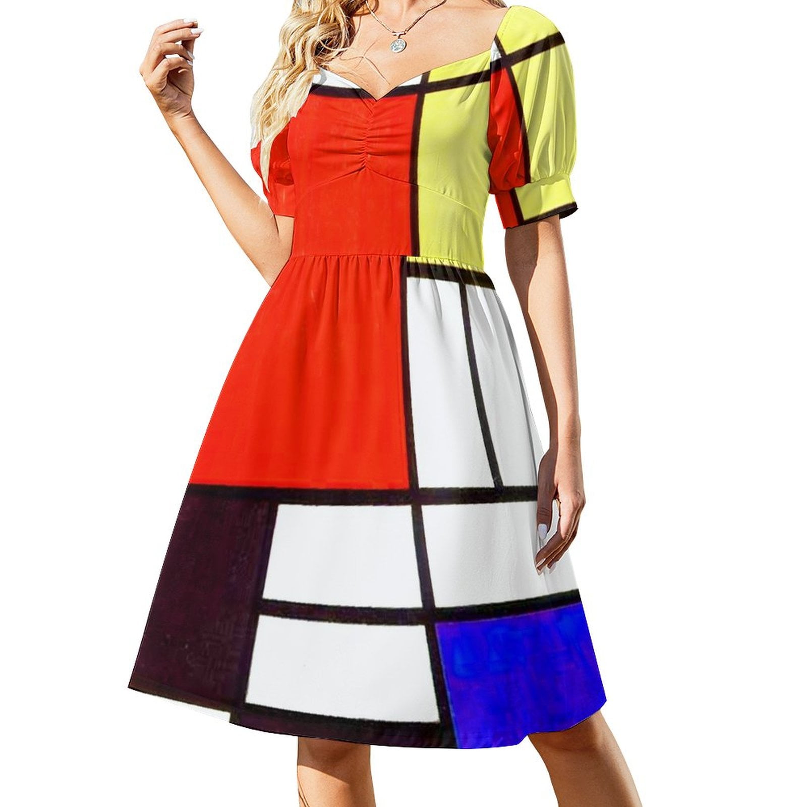 Graphic Mondrian Swinging 60s Sleeveless Dress women's clothing summer