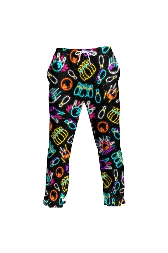 Graphic Pajama Pants for Men Bowling Printed Casual Comfortable Relaxed Fit Travel Lounging Trousers Comfort Pant