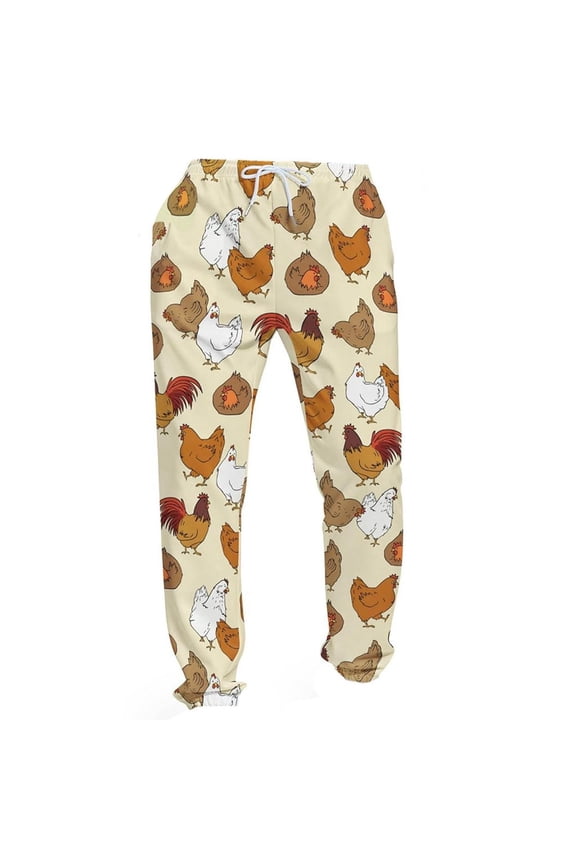 Graphic Pajama Pants for Men Casual Hen Printed Comfortable Funny Slim Fit Sports Jogger Pant