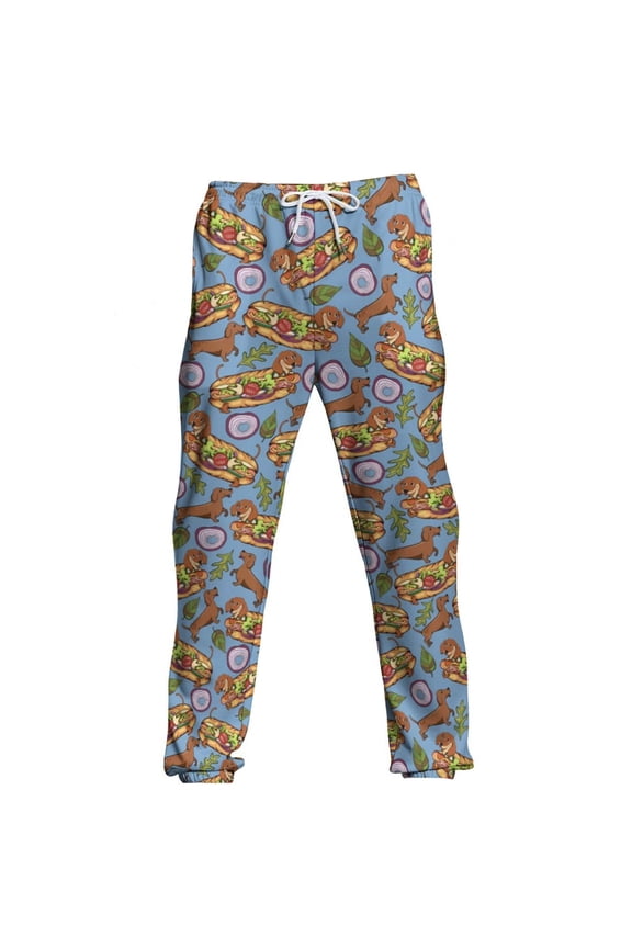 Graphic Pajama Pants for Men Funny Hot Dog Printed Casual Comfortable Stretch Lightweight Soft Pant