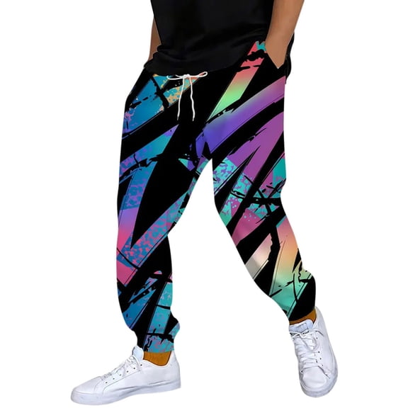 Graphic Pants Men Casual Jogger Drawstring Elastic Ankle Comfortable Lightweight Trousers Outdoor Activities Pant