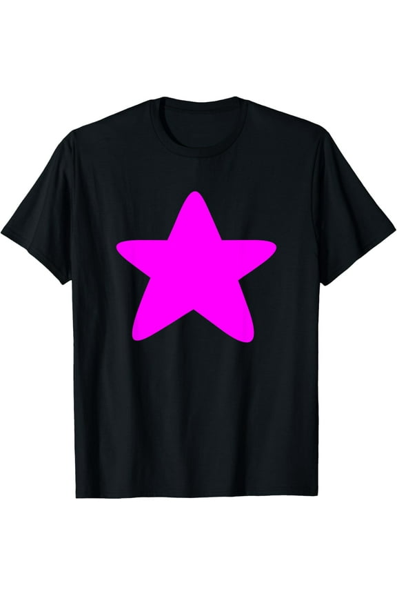 Graphic Plain Pink Star Print T-Shirt
