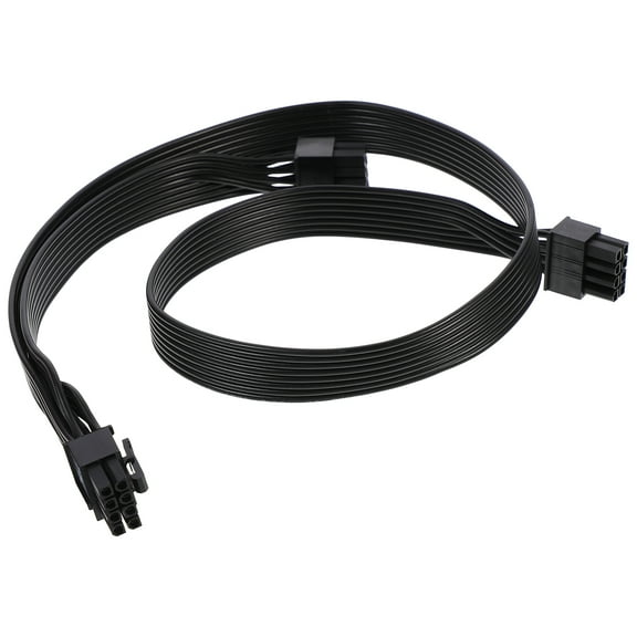 GPU Power Cable Adapter for Home Use Black 8 Pin Male to Dual 6+2 Pin Male Splitter 30.5cm