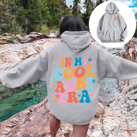 Graphic Print Hooded Sweatshirt for Everyday Comfort Women Casual Spring Fall Wear Women's Hoodies Sweatshirts Platform Competitor Reference Gray M