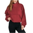 thumbnail image 1 of Graphic Print Long Sleeve Tops for Women Fashion Turtleneck Cozy Fleece Casual Loose Pullover Sweatshirts with Pockets(Wine,XL), 1 of 5