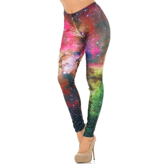 Graphic Print Lucid Nebula Galaxy Leggings Red M