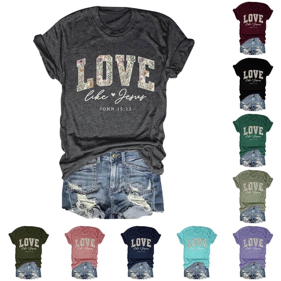 Graphic Print Short Sleeve T-Shirt for Women Casual Crew Neck Tee Soft Breathable Daily Wear