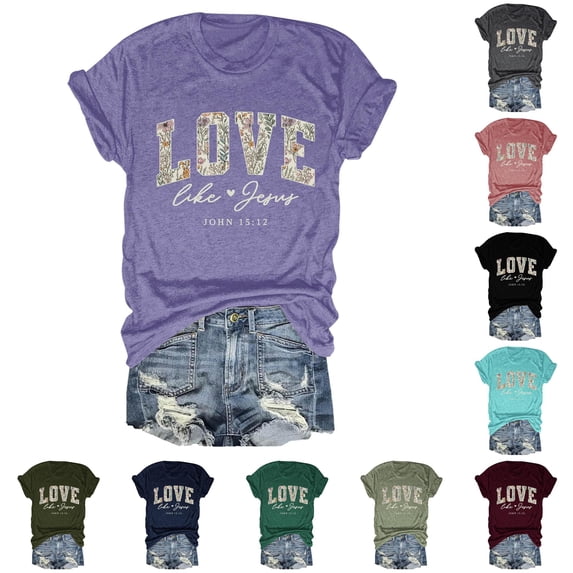 Graphic Print Short Sleeve T-Shirt for Women Casual Crew Neck Tee Soft Breathable Daily Wear