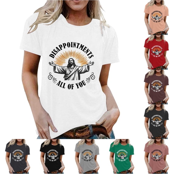 Graphic Print Short Sleeve T-Shirt for Women Casual Crew Neck Top Soft Breathable Everyday Wear