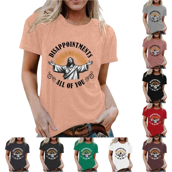 Graphic Print Short Sleeve T-Shirt for Women Casual Crew Neck Top Soft Breathable Everyday Wear
