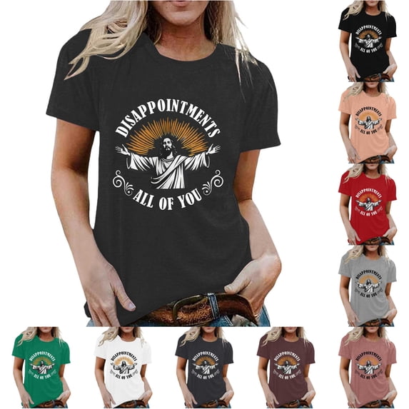 Graphic Print Short Sleeve T-Shirt for Women Casual Crew Neck Top Soft Breathable Everyday Wear