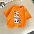 thumbnail image 1 of Graphic Print Summer Tops for Girls Boys Round Neck Casual T Shirts Short Sleeve Blouse Soft Kids Clothing Orange 2-3 Years, 1 of 3