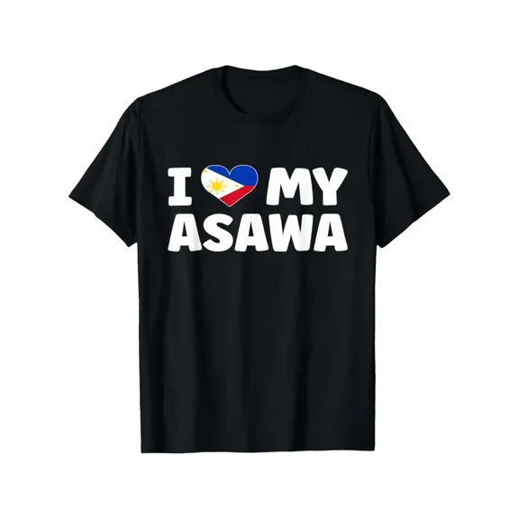 Graphic Print T-Shirt "I Love My Asawa" Philippines Flag Cotton Lightweight Tee