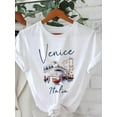thumbnail image 1 of Graphic Print T-shirt Short Sleeve Crew Neck Casual Top For Summer & Spring, 1 of 5