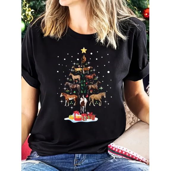 Graphic Print T-shirt, Short Sleeve Crew Neck Casual Top for Summer & Spring, Women's Clothing