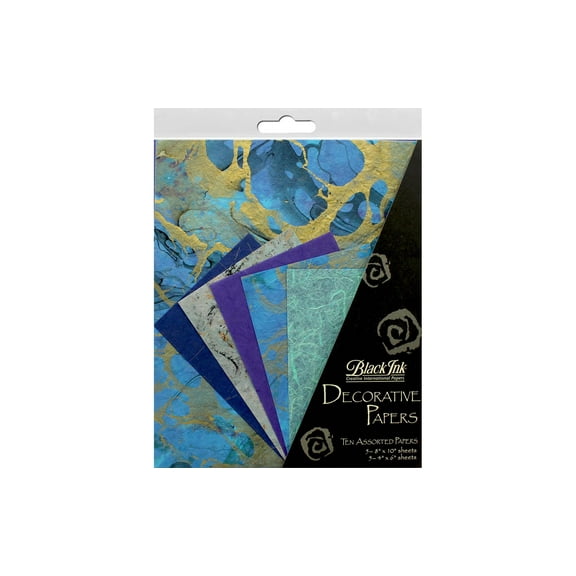 Graphic Prod Black Ink Dec Papers 10pc Beautfl Blu