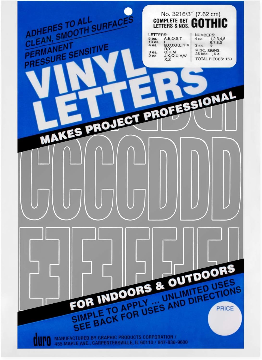Graphic Products Corporation Duro Permanent Adhesive Vinyl Letters