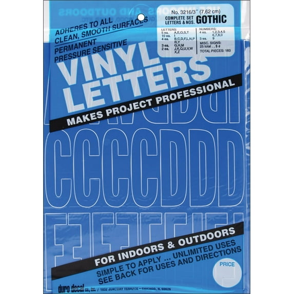 Graphic Products Permanent Adhesive Vinyl Letters and Numbers, Blue, 160/pkg