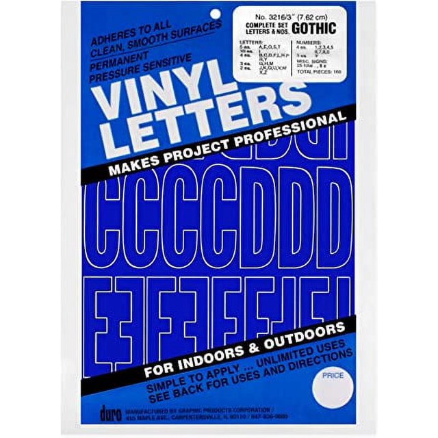 Graphic Products Permanent Adhesive Vinyl Letters and Numbers, Blue, 160/pkg