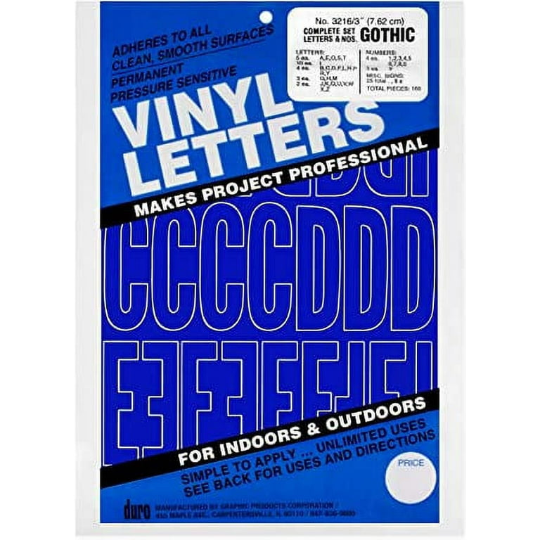 Graphic Products Permanent Adhesive Vinyl Letters and Numbers, Blue,  160/pkg 