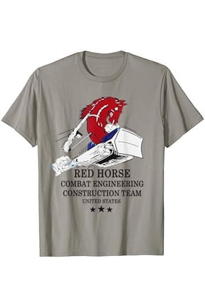 Graphic RED HORSE Combat Engineer US Military T-Shirt, Size S-5XL