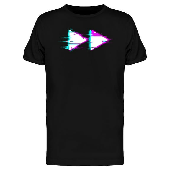 Graphic Rewind Symbol Glitch T-Shirt Men -Image by Shutterstock, Male Large