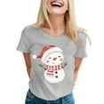 thumbnail image 1 of Graphic Shirt For Women Christmas Casual Fashionable Snowman Print Short Sleeve Round Neck Festive Tees Tops, 1 of 4