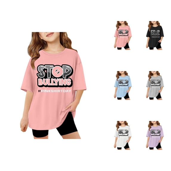 Graphic Shirts for Kids Drop Shoulder Print Short Sleeve T Shirt Top 3 14y Trendy Casual Clothing for Modern Girls and Boys