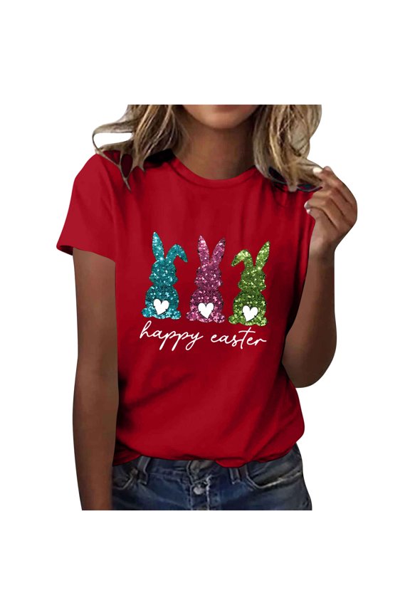 Graphic Shirts for Women Ladies Comfortable Loose Fit Easter Eggs Design Daily Wear Easter Party Gift Tops Chillin with My Peeps
