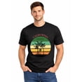 thumbnail image 1 of Graphic Short Sleeve T-Shirt for Men Classic Fit Crewneck with California Dreaming Palms Soft Cotton Fabric on Black Fabric, 1 of 6