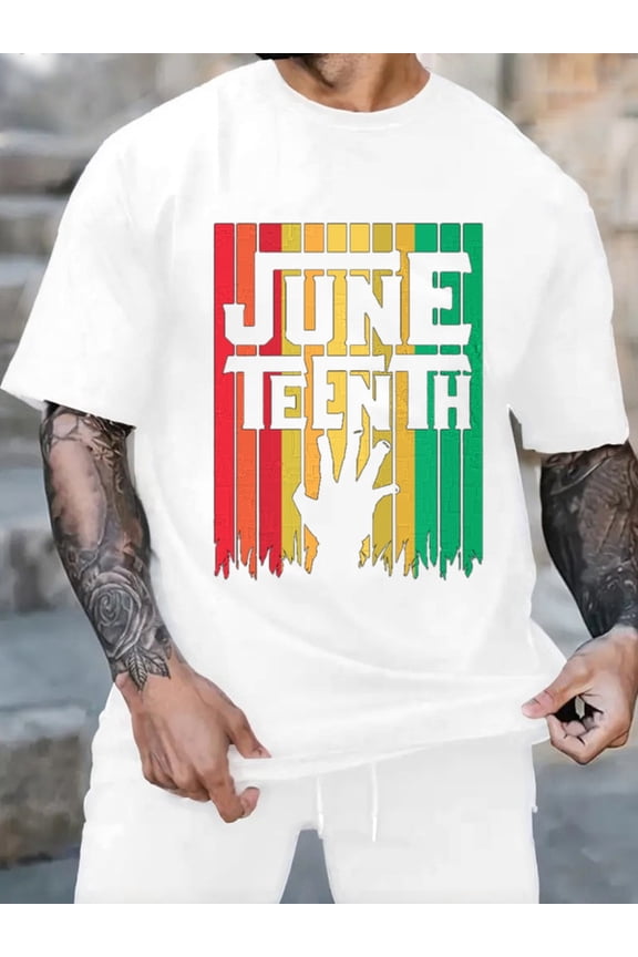 Graphic Short Sleeve T-Shirt for Men Classic Fit Crewneck with June 16th Pride Cotton Fabric on White Fabric
