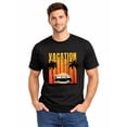 thumbnail image 1 of Greenink Graphic Short Sleeve T-Shirt for Men Classic Fit Crewneck with Vacation Vibes Cotton Fabric on Black Fabric, 1 of 6