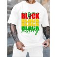 thumbnail image 1 of Graphic Short Sleeve T-Shirt for Men Loose Fit Crewneck with Black Pride History Cotton Fabric on White Fabric, 1 of 6