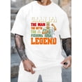 thumbnail image 1 of Graphic Short Sleeve T-Shirt for Men Loose Fit Crewneck with FishingLegendTShirt Cotton Fabric on White Fabric, 1 of 6