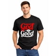 thumbnail image 1 of Graphic Short Sleeve T-Shirt for Men Loose Fit Crewneck with GodIsGood Tee Soft Cotton Fabric on Black Fabric, 1 of 6