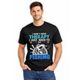 thumbnail image 1 of Graphic Short Sleeve T-Shirt for Men Regular Fit Crewneck with Fishing Therapy Tee Soft Cotton Fabric on Black Fabric, 1 of 6