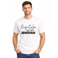 thumbnail image 1 of Graphic Short Sleeve T-Shirt for Men Regular Fit Crewneck with Keep Calm Jehovah Cotton Fabric on White Fabric Valentine's Day Theme, 1 of 6