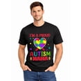 thumbnail image 1 of Graphic Short Sleeve T-Shirt for Men Regular Fit Crewneck with Proud Autism Nana Soft Cotton Fabric on Black Fabric Valentine Theme, 1 of 6