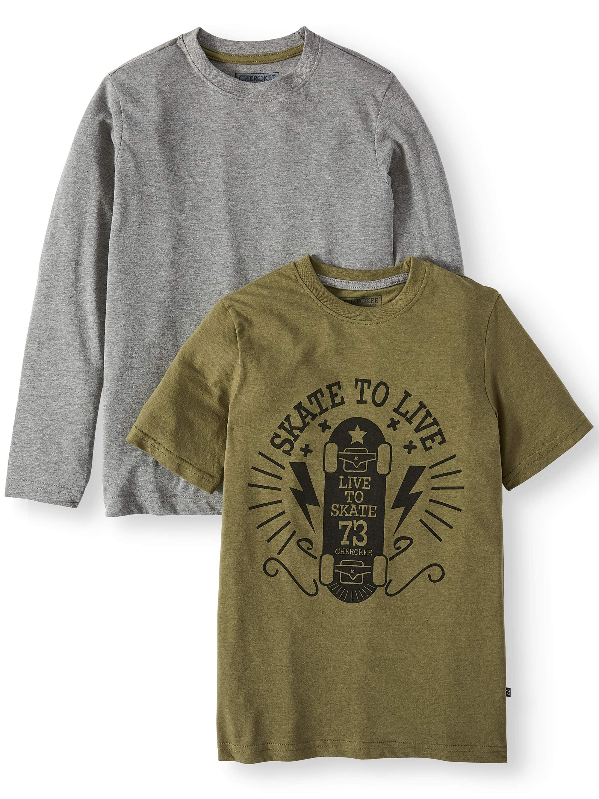 Graphic Short Sleeve Tee with Heather Long Sleeve, 2-Pack Set (Little Boys & Big Boys) - image 1 of 3