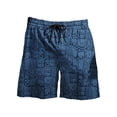 thumbnail image 1 of Graphic Shorts Men Retro Print Casual Lightweight Stretch Elastic Waist with Pockets Sports Drawstring Beach Running Workout Navy Shorts, 1 of 2