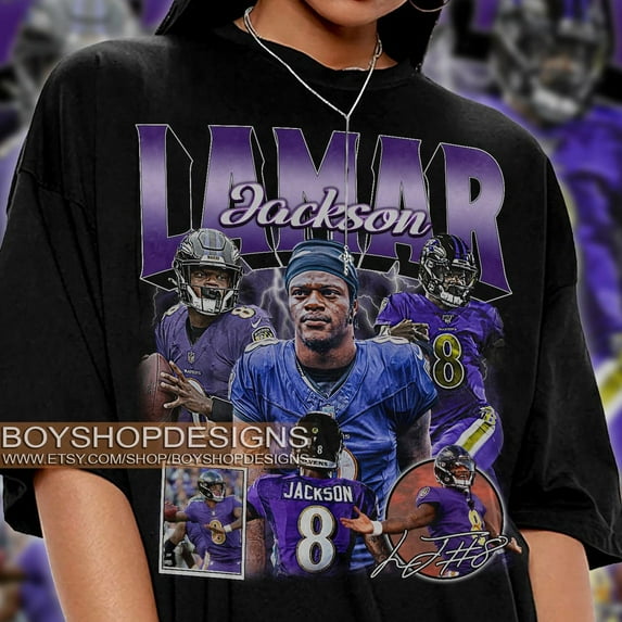 Graphic Style Lamar Jackson T-Shirt, Lamar Jackson shirt, Vintage Sport Tee, Retro American Football Bootleg Gift