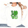 thumbnail image 1 of Graphic Sweatshirt Print Hoodie White Love Four Leaf Clover St Patrick’s Day Shirts Graphic Tees Print T shirt Daily Tops S-2XL, 1 of 6