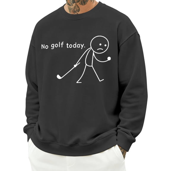 Graphic Sweatshirts for Men Crew Neck Funny Sad Figure Golfer Pullover Loose Graphic Sweatshirt for Vacation reasonable