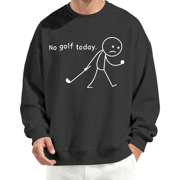 Graphic Sweatshirts for Men Crew Neck Funny Sad Figure Golfer Pullover Loose Graphic Sweatshirt for Vacation
