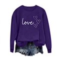 thumbnail image 1 of Graphic Sweatshirts for Women Love Print Round Neck Long Sleeve Cozy Tunic Tops Classic-Fitted Pullover Shirts (Purple,S), 1 of 5