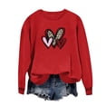 thumbnail image 1 of Graphic Sweatshirts for Women Love Print Round Neck Long Sleeve Cozy Tunic Tops Classic-Fitted Pullover Shirts (Red,XL), 1 of 5